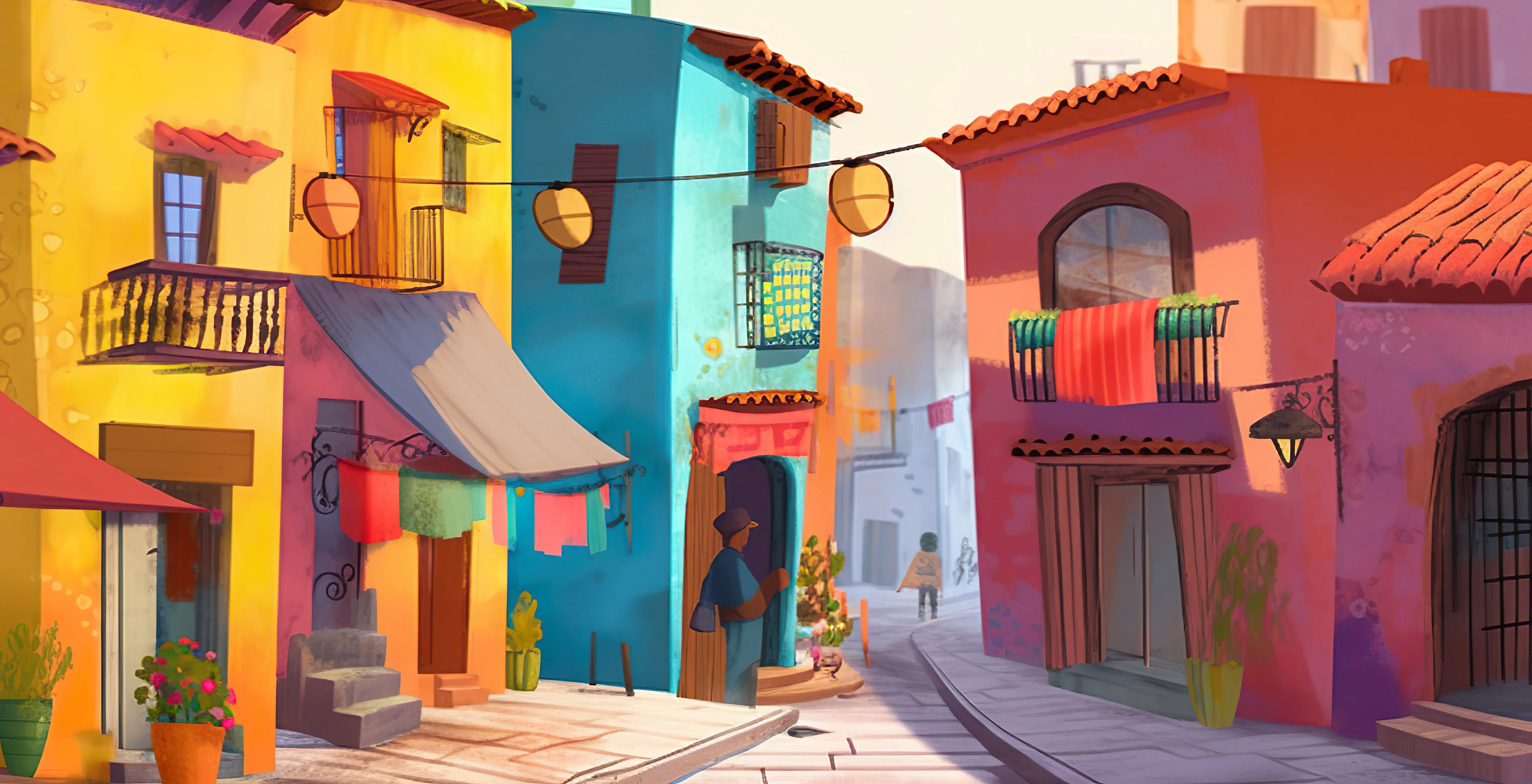 A colorful painting of a traditional mexican village - Mobile